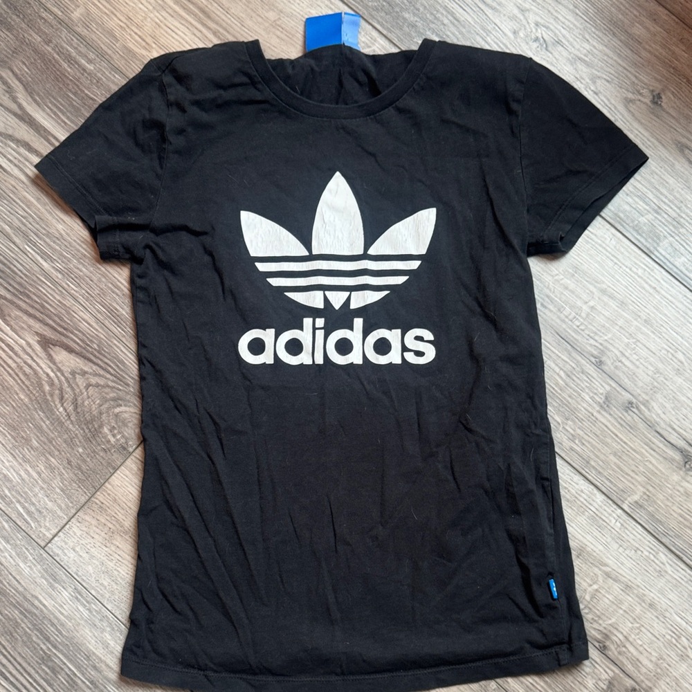 adidas Black Tee with White Trefoil Logo